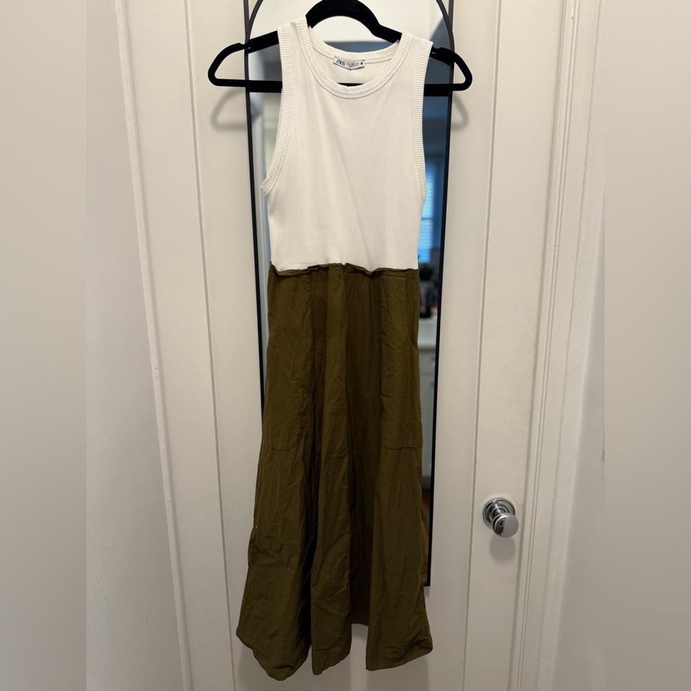 Zara Cargo Effect Contrast Midi Dress - Picture 4 of 4